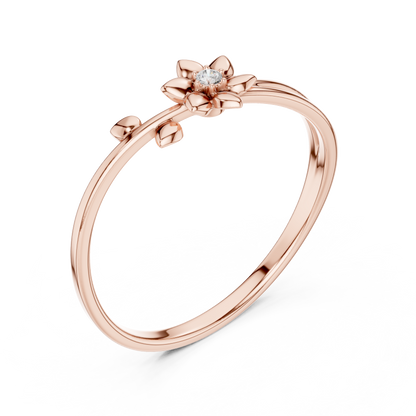 Charming Floral Diamond Ring | Smooth Silver Polish | Subtle Sparkle Pure Elegance