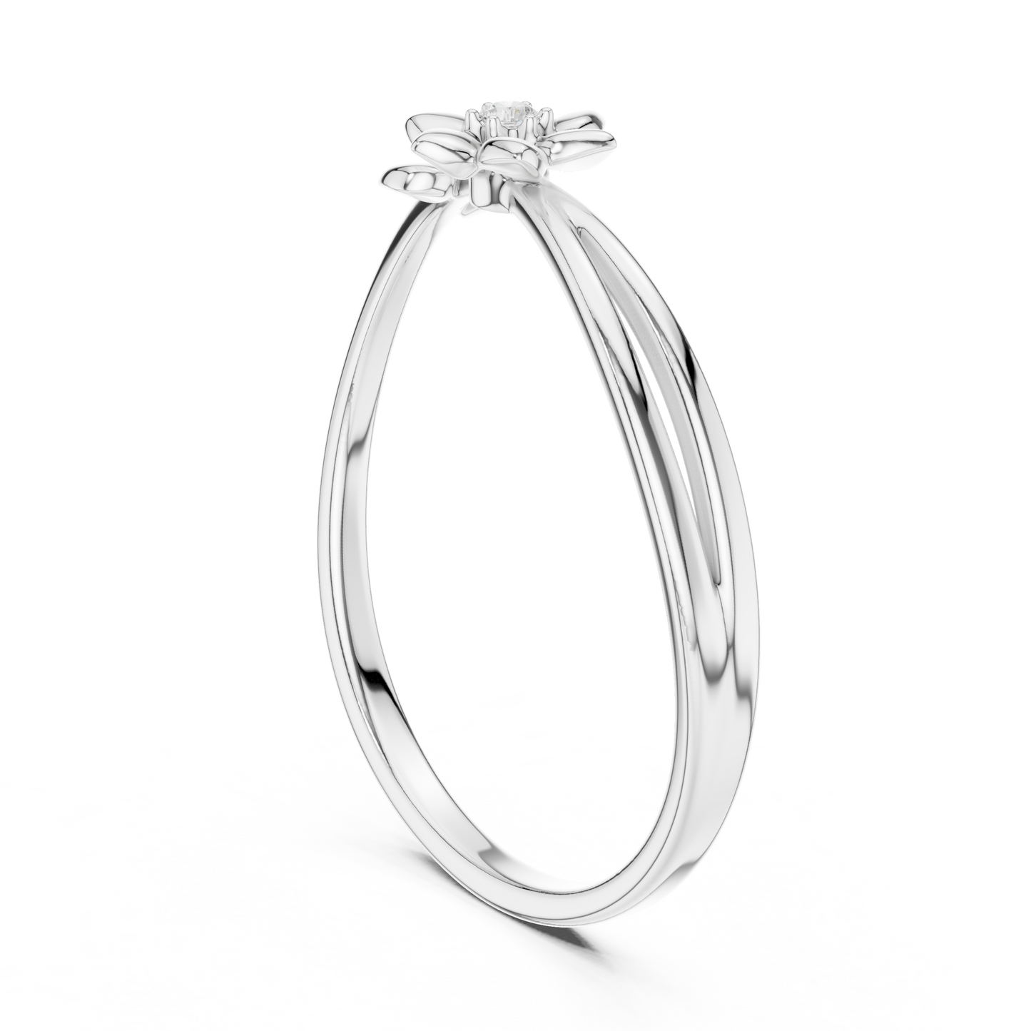 Charming Floral Diamond Ring | Smooth Silver Polish | Subtle Sparkle Pure Elegance