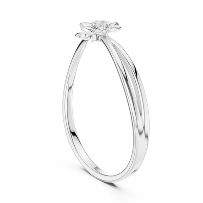 Charming Floral Diamond Ring | Smooth Silver Polish | Subtle Sparkle Pure Elegance