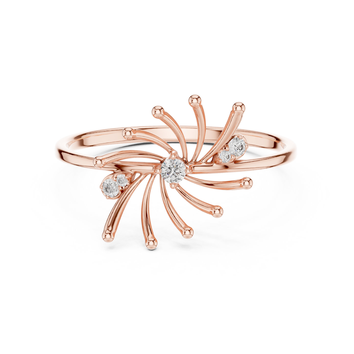 Ignite Flare Diamond Ring • Kinetic Starburst Gold Band • Modern Sculpted Jewelry