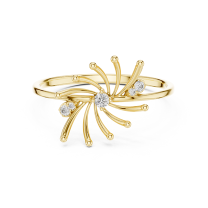Ignite Flare Diamond Ring • Kinetic Starburst Gold Band • Modern Sculpted Jewelry
