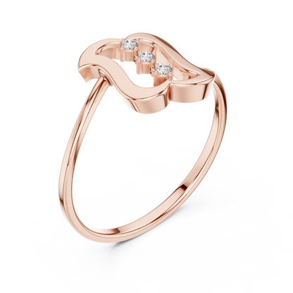 Unique wave inspired ring - Artistic form diamond shine - A statement of refined taste