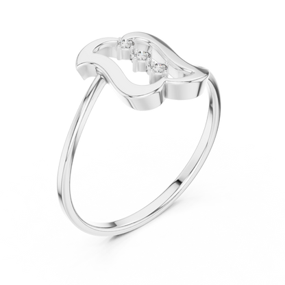 Unique wave inspired ring - Artistic form diamond shine - A statement of refined taste