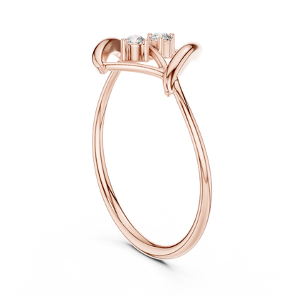 Contemporary fine jewelry ring | Floating diamond Silver Gold Plated waves | Designed to shine forever daily