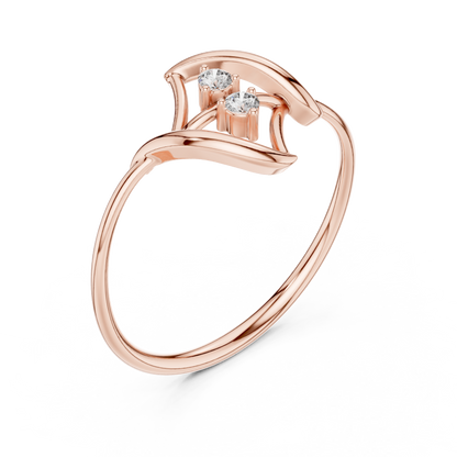 Contemporary fine jewelry ring | Floating diamond Silver Gold Plated waves | Designed to shine forever daily