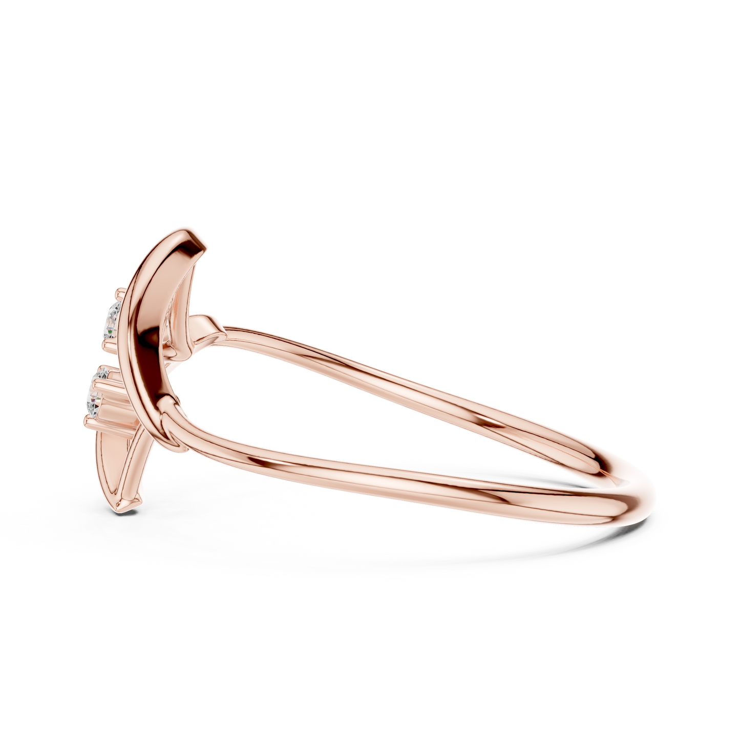 Contemporary fine jewelry ring | Floating diamond Silver Gold Plated waves | Designed to shine forever daily