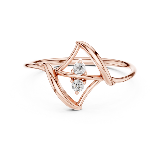 Contemporary fine jewelry ring | Floating diamond Silver Gold Plated waves | Designed to shine forever daily