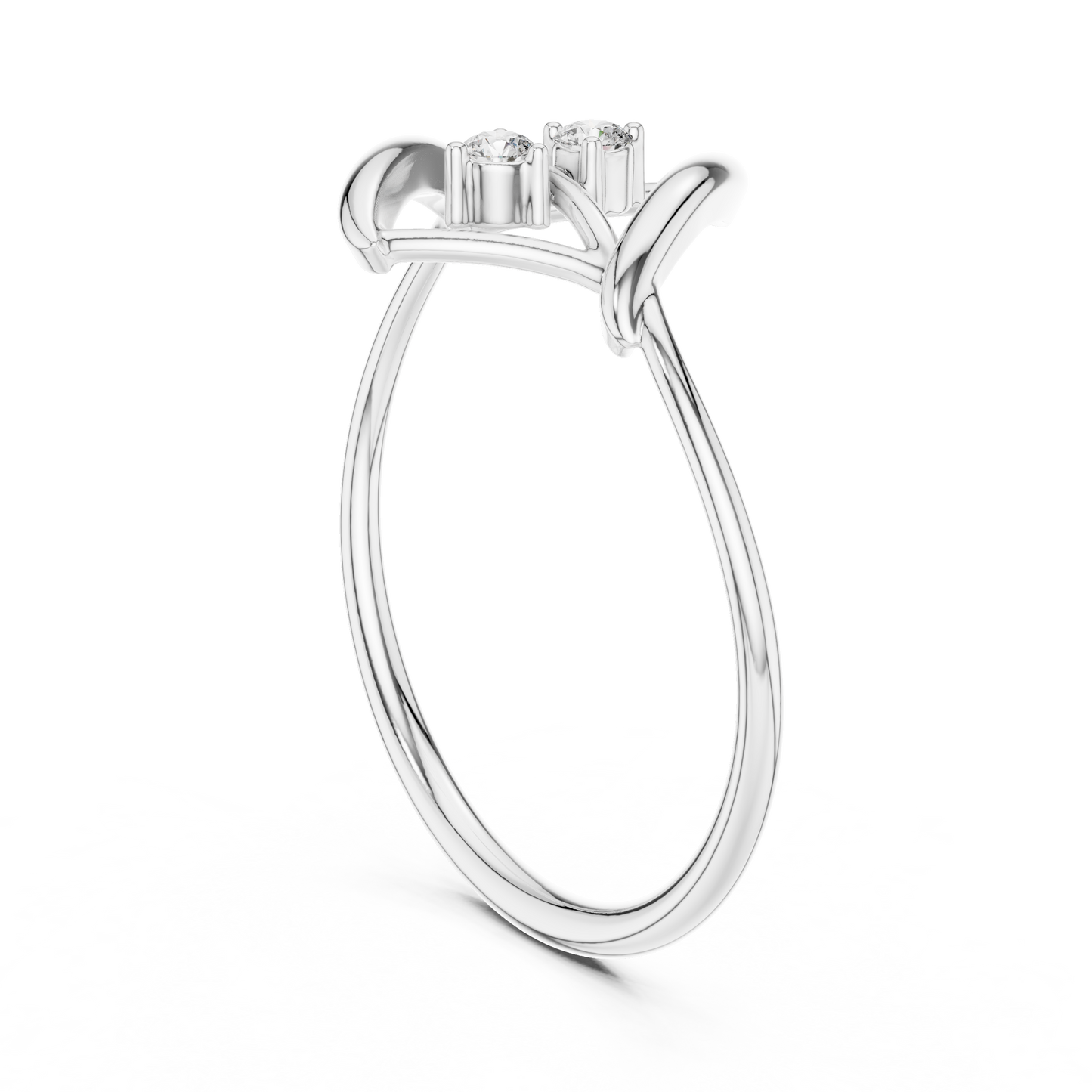 Contemporary fine jewelry ring | Floating diamond Silver Gold Plated waves | Designed to shine forever daily