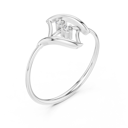 Contemporary fine jewelry ring | Floating diamond Silver Gold Plated waves | Designed to shine forever daily