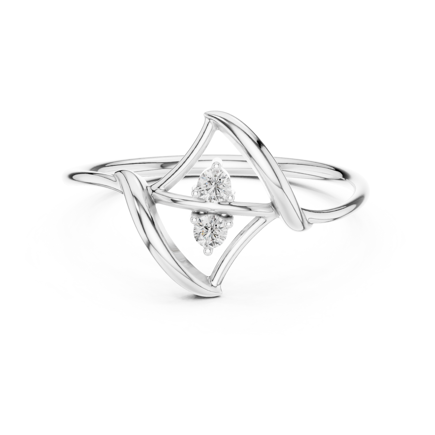 Contemporary fine jewelry ring | Floating diamond Silver Gold Plated waves | Designed to shine forever daily