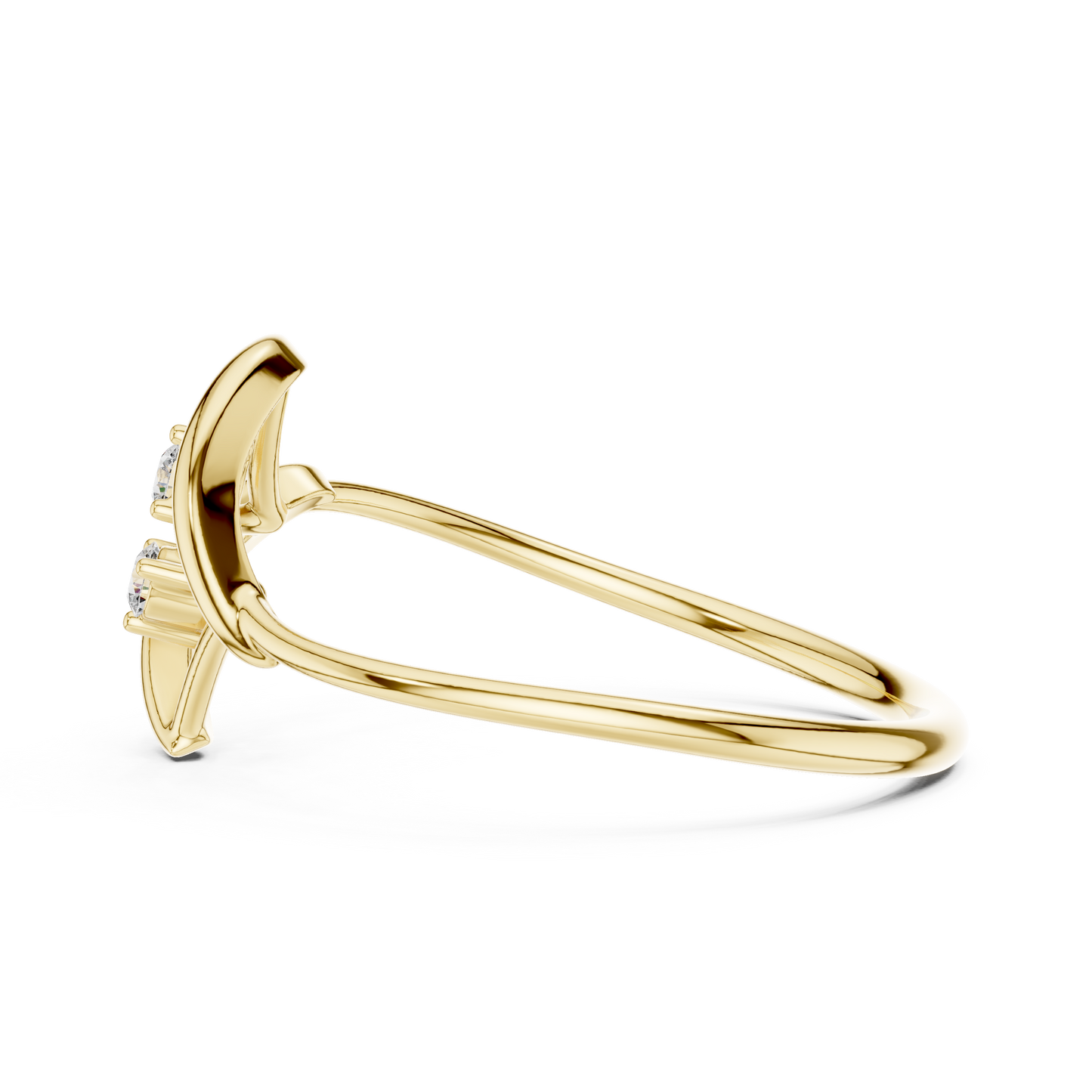 Contemporary fine jewelry ring | Floating diamond Silver Gold Plated waves | Designed to shine forever daily
