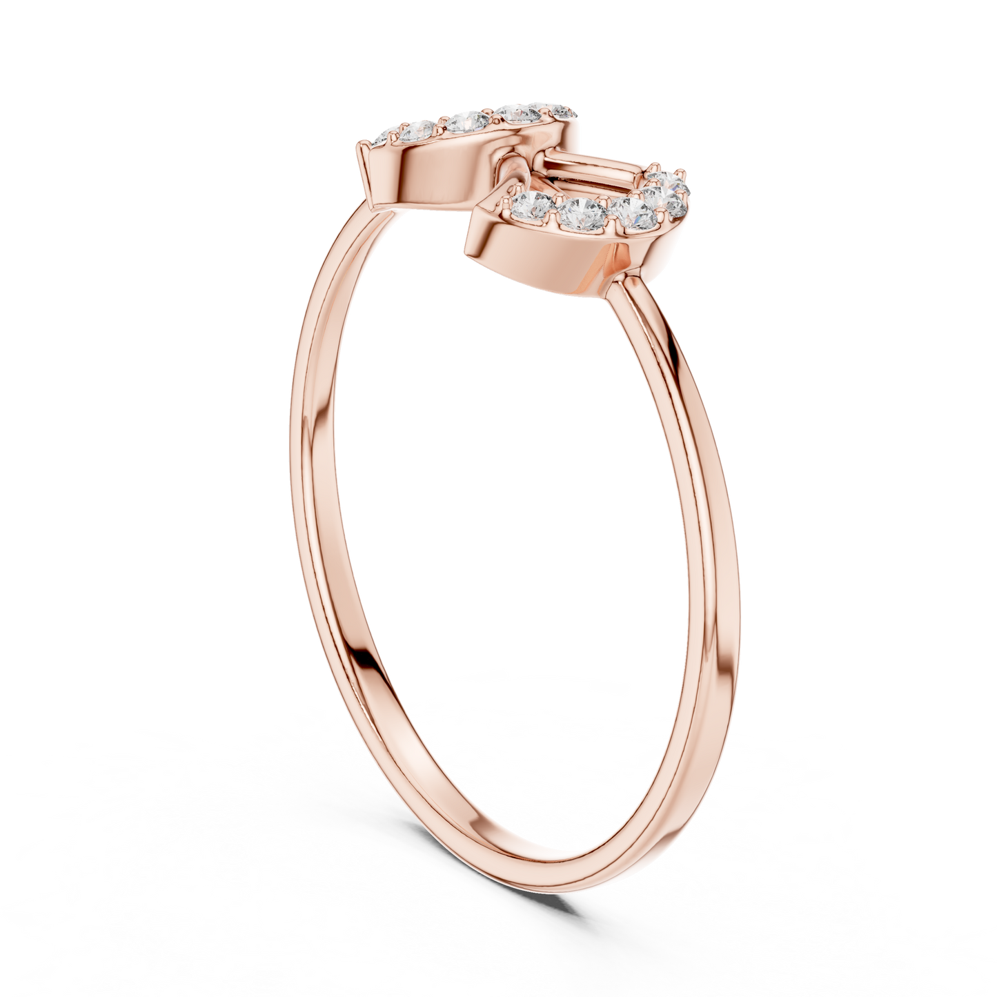 Stunning moon inspired ring - premium diamonds smooth gold - beauty that feels timeless
