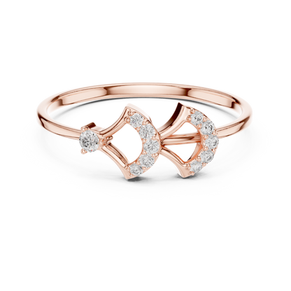 Stunning moon inspired ring - premium diamonds smooth gold - beauty that feels timeless