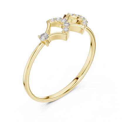 Stunning moon inspired ring - premium diamonds smooth gold - beauty that feels timeless