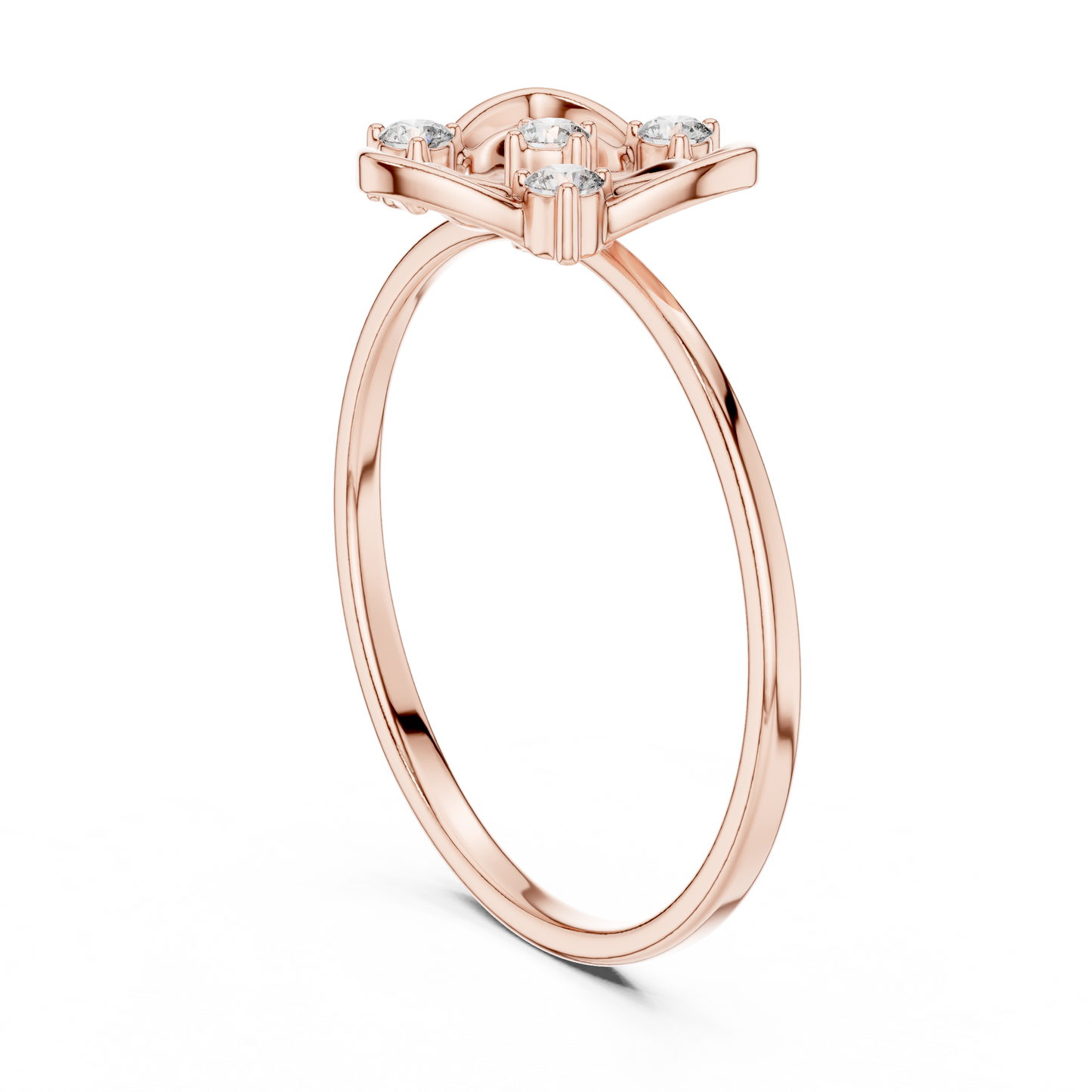 Diamond Heart Royal Ring | Pure Silver Rose Plated Premium Finish | Crafted For Strong Love Stories