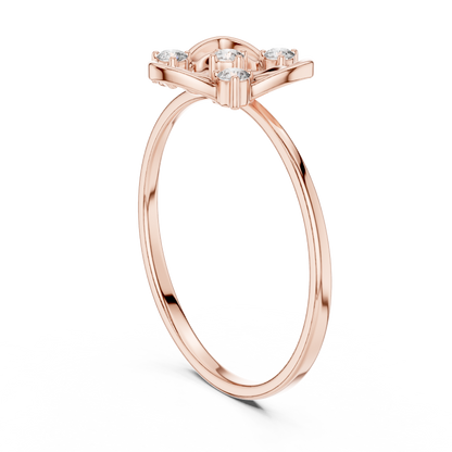 Diamond Heart Royal Ring | Pure Silver Rose Plated Premium Finish | Crafted For Strong Love Stories