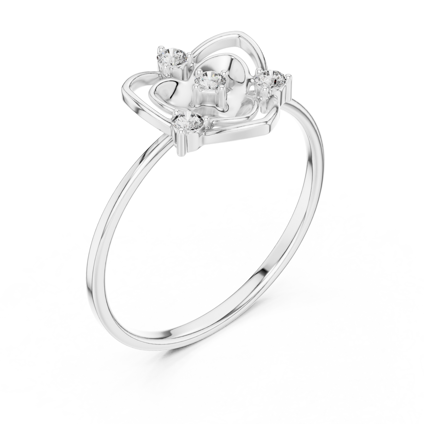 Diamond Heart Royal Ring | Pure Silver Rose Plated Premium Finish | Crafted For Strong Love Stories