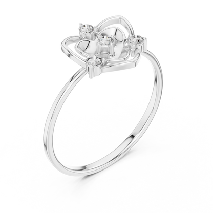 Diamond Heart Royal Ring | Pure Silver Rose Plated Premium Finish | Crafted For Strong Love Stories