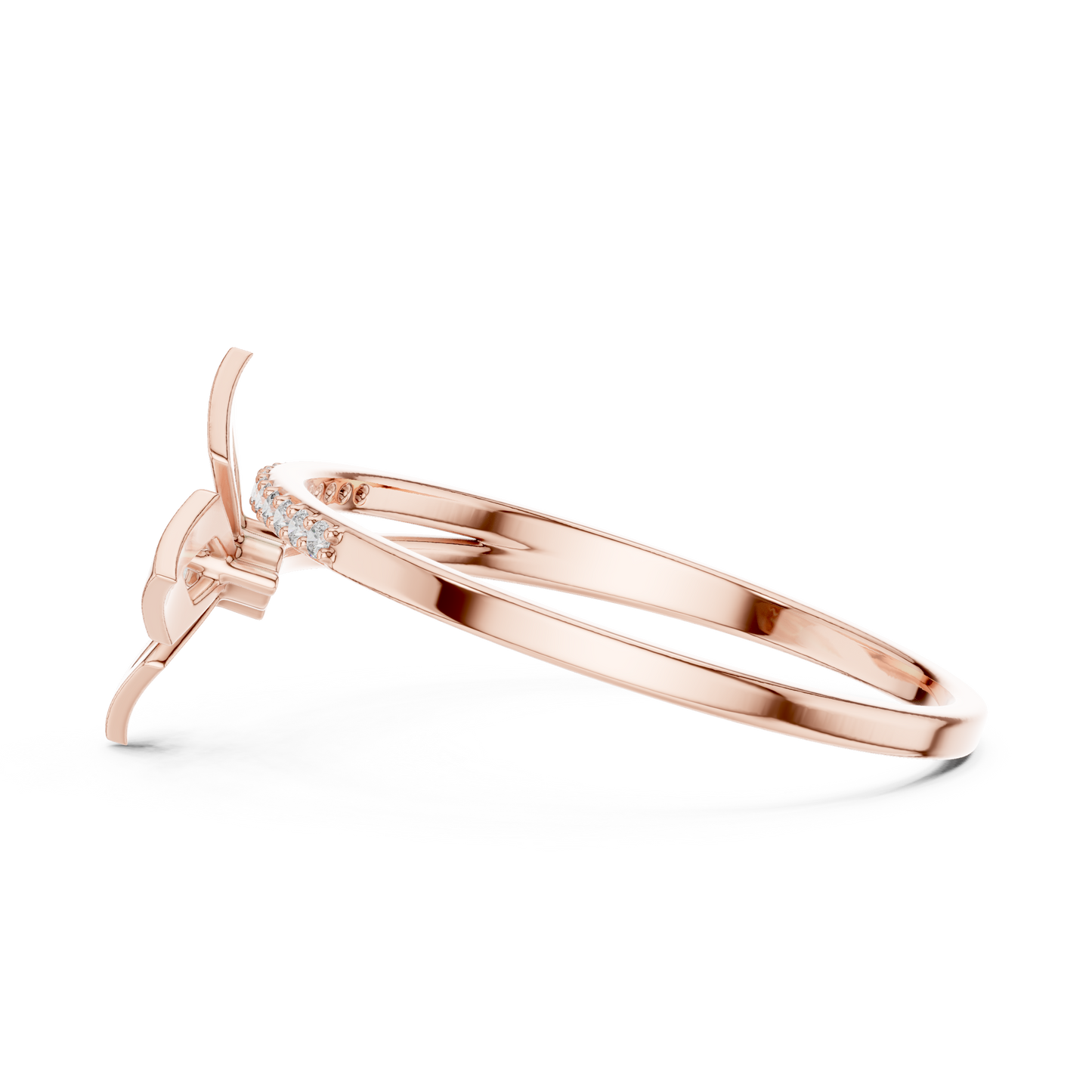 Abstract Diamond Band Ring | Contemporary Silver Rose Plated  Style | Crafted For Confident Modern Women