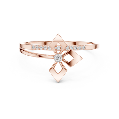 Abstract Diamond Band Ring | Contemporary Silver Rose Plated  Style | Crafted For Confident Modern Women