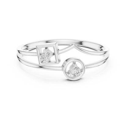 Architectural Dual Diamond | Premium Modern Jewelry | Yellow Gold Elegant Open Ring