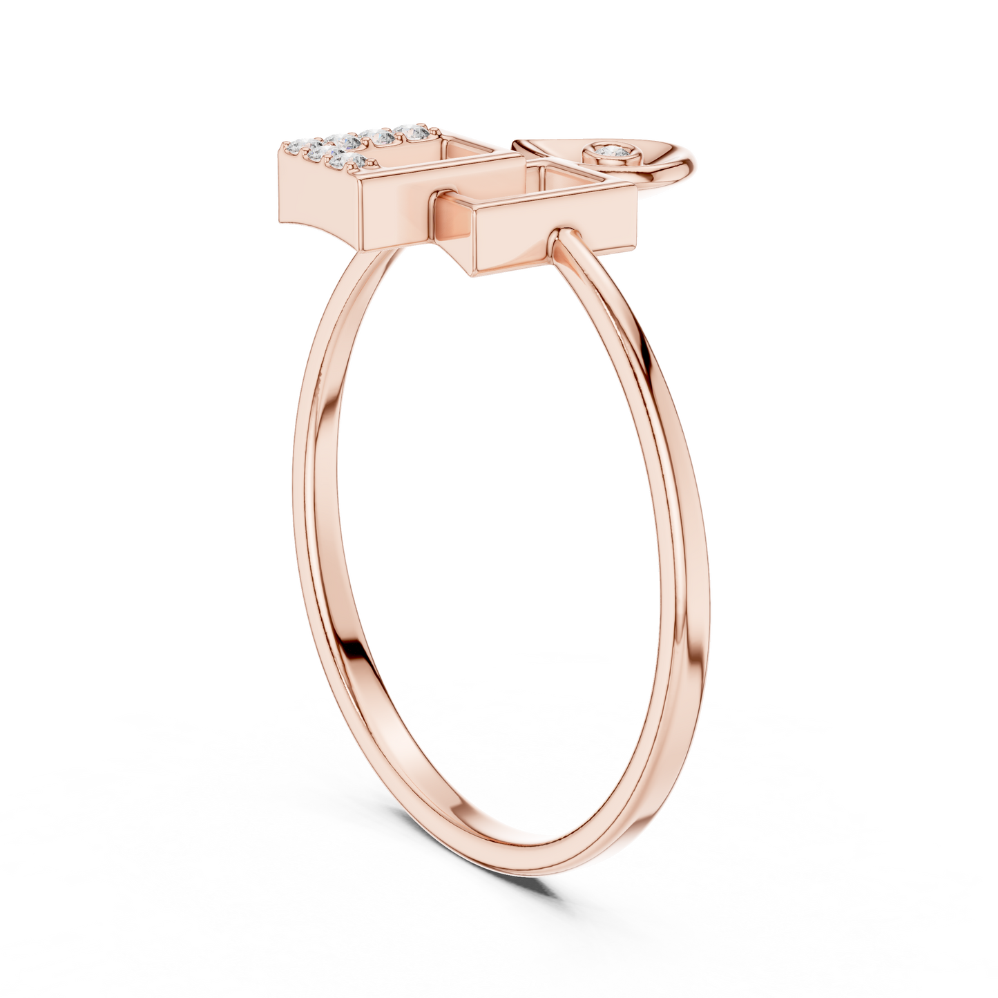 Contemporary Initial G Ring | Diamond Geometry Design | Minimal Gold Luxury Statement Jewelry