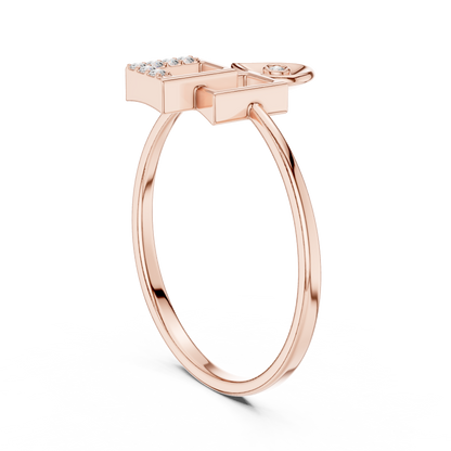 Contemporary Initial G Ring | Diamond Geometry Design | Minimal Gold Luxury Statement Jewelry