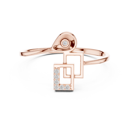 Contemporary Initial G Ring | Diamond Geometry Design | Minimal Gold Luxury Statement Jewelry
