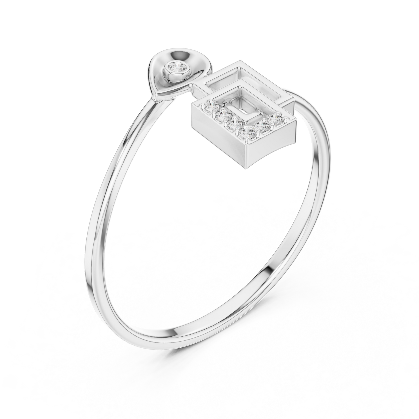 Contemporary Initial G Ring | Diamond Geometry Design | Minimal Gold Luxury Statement Jewelry