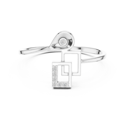 Contemporary Initial G Ring | Diamond Geometry Design | Minimal Gold Luxury Statement Jewelry