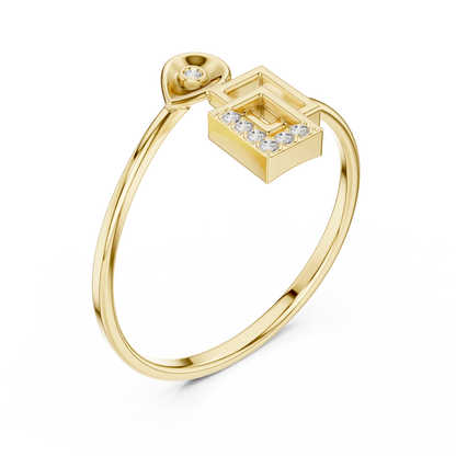 Contemporary Initial G Ring | Diamond Geometry Design | Minimal Gold Luxury Statement Jewelry