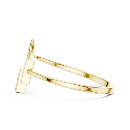 Contemporary Initial G Ring | Diamond Geometry Design | Minimal Gold Luxury Statement Jewelry