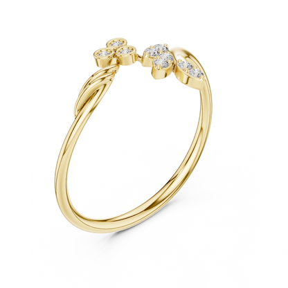 Whispering Vine Diamond Ring | Organic Floral Gold Elegance | Minimal Luxury Engagement Promise Jewelry