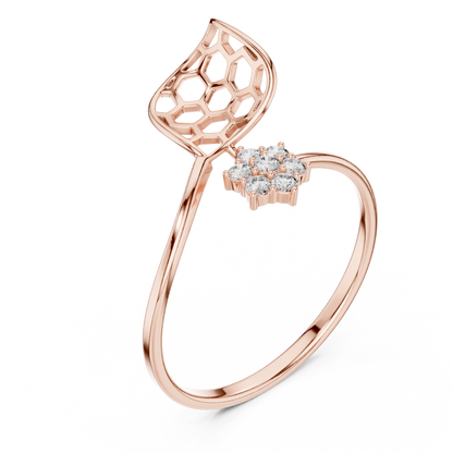 Honeycomb Inspired Diamond Ring | Luxury Openwork Gold Design | Elegant Floral Cluster Statement Jewelry
