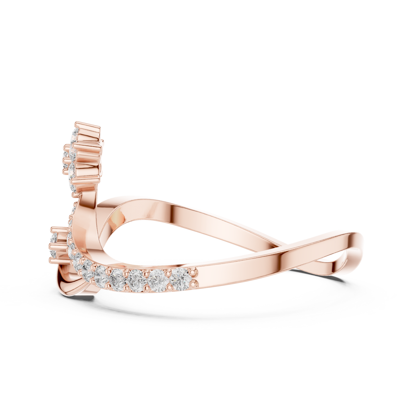 Adjustable-Style Bypass Ring – Dainty Diamond Floral Ring in Silver, Gift for Girlfriend