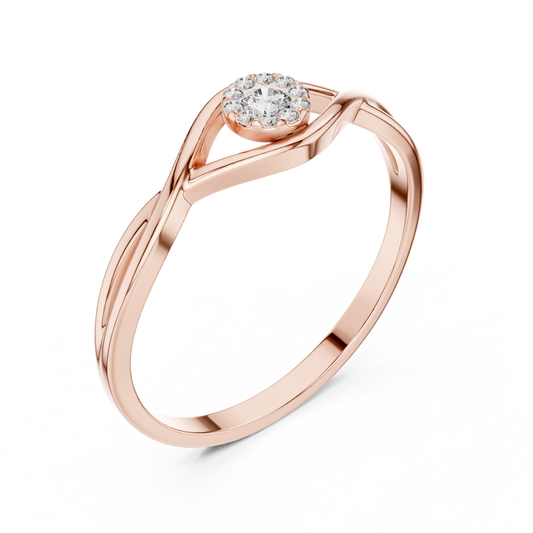 Petite Halo Diamond - Twisted Silver Ring  -Perfect For Daily Luxury