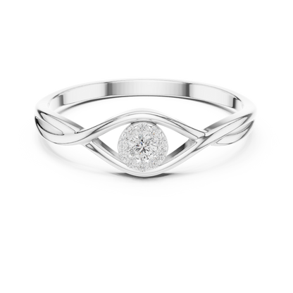 Petite Halo Diamond - Twisted Silver Ring  -Perfect For Daily Luxury