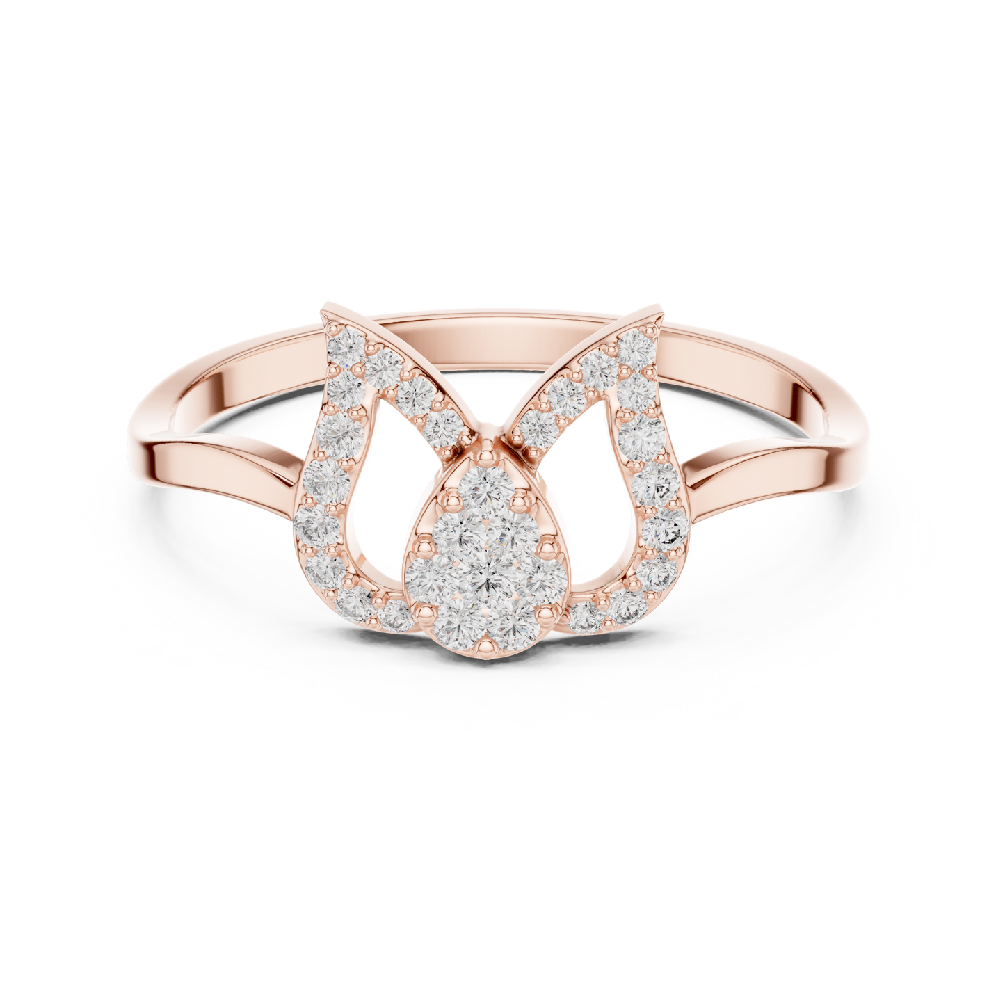 Celestial Tulip Ring | Micro Pavé Diamonds | Luxury Designer 925 Sterling Silver Engagement Jewelry