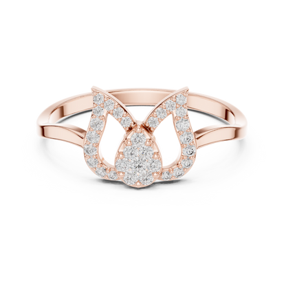 Celestial Tulip Ring | Micro Pavé Diamonds | Luxury Designer 925 Sterling Silver Engagement Jewelry