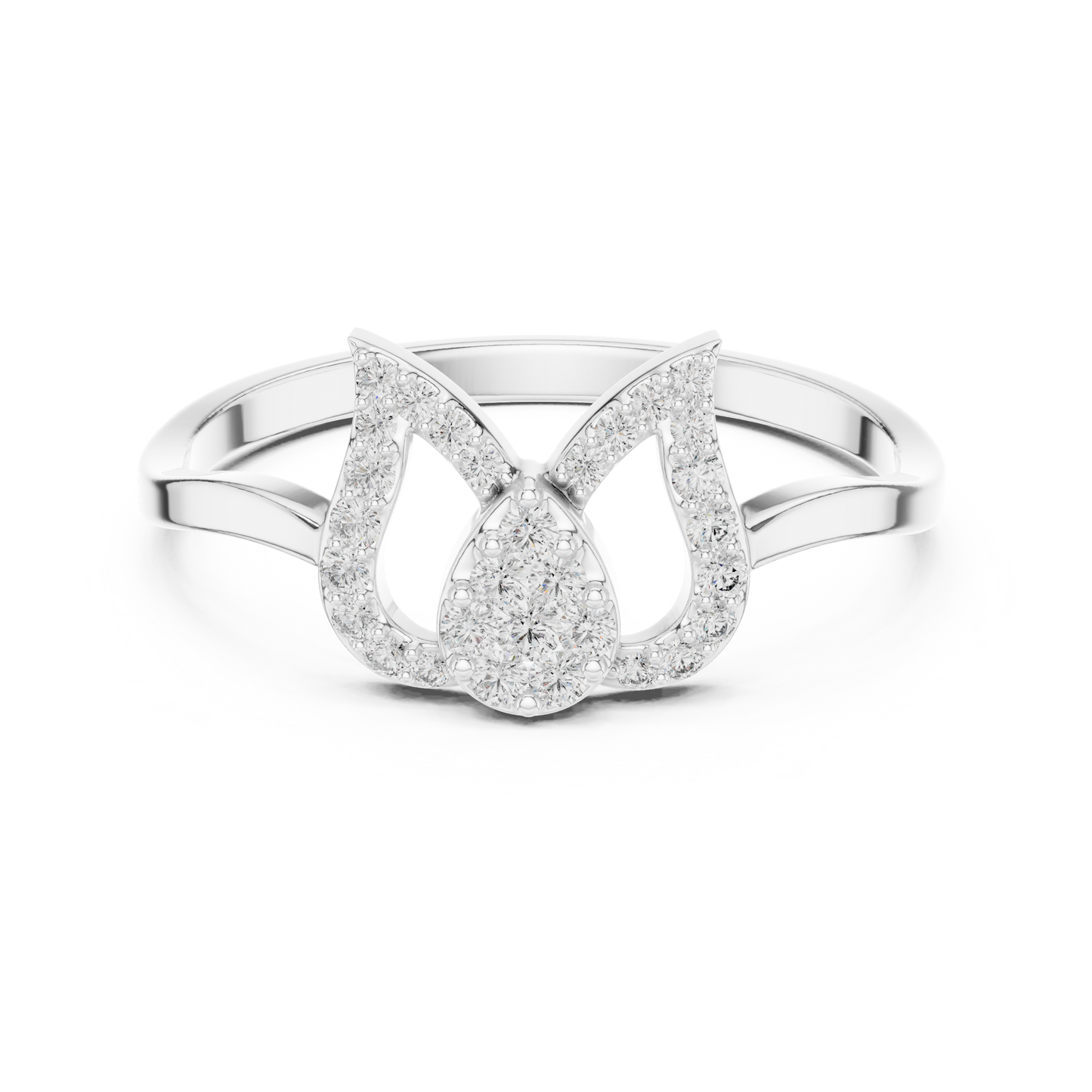 Celestial Tulip Ring | Micro Pavé Diamonds | Luxury Designer 925 Sterling Silver Engagement Jewelry