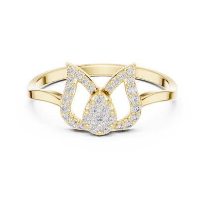 Celestial Tulip Ring | Micro Pavé Diamonds | Luxury Designer 925 Sterling Silver Engagement Jewelry