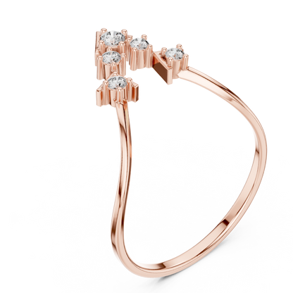 Geometric Crown Diamond Ring | Clean Modern 925 Sterling Silver Finish | Premium Fine Jewelry Statement Piece