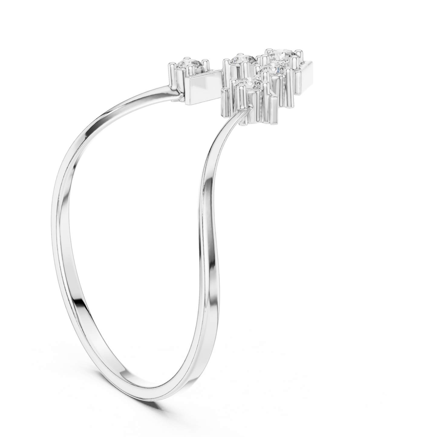 Geometric Crown Diamond Ring | Clean Modern 925 Sterling Silver Finish | Premium Fine Jewelry Statement Piece