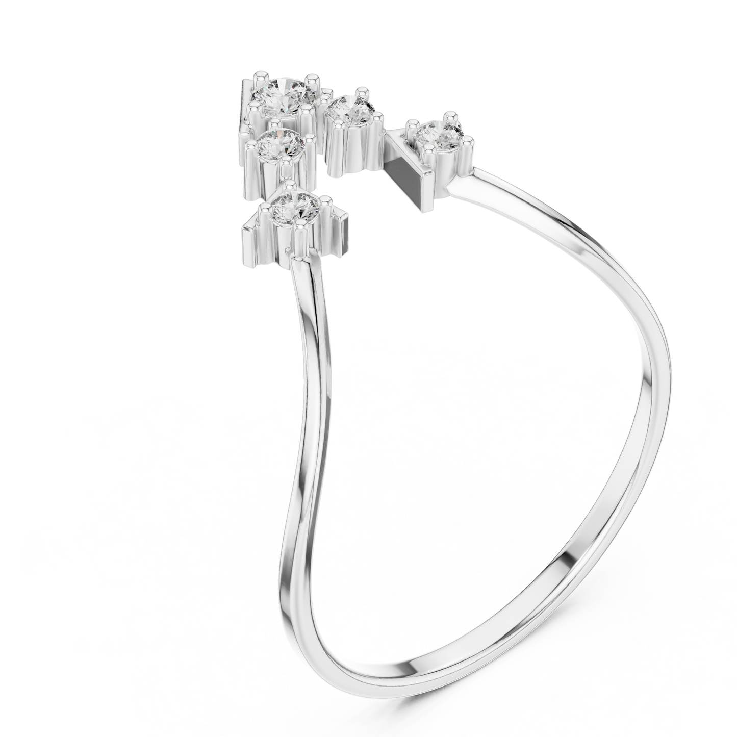 Geometric Crown Diamond Ring | Clean Modern 925 Sterling Silver Finish | Premium Fine Jewelry Statement Piece