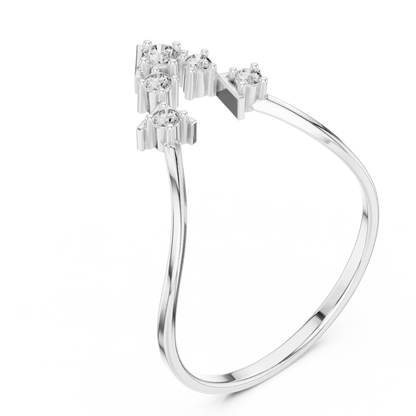 Geometric Crown Diamond Ring | Clean Modern 925 Sterling Silver Finish | Premium Fine Jewelry Statement Piece