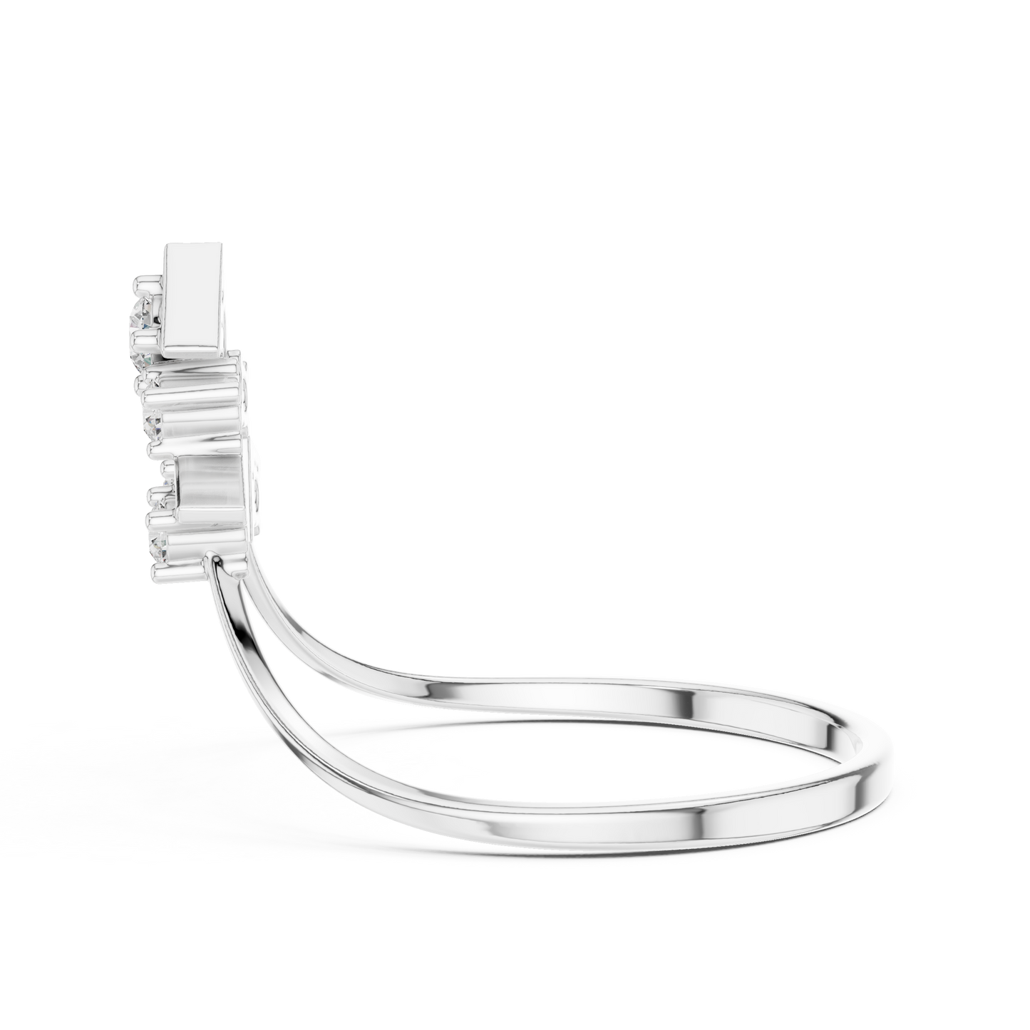 Geometric Crown Diamond Ring | Clean Modern 925 Sterling Silver Finish | Premium Fine Jewelry Statement Piece