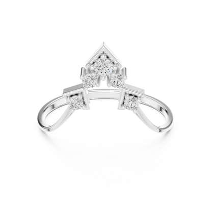 Geometric Crown Diamond Ring | Clean Modern 925 Sterling Silver Finish | Premium Fine Jewelry Statement Piece