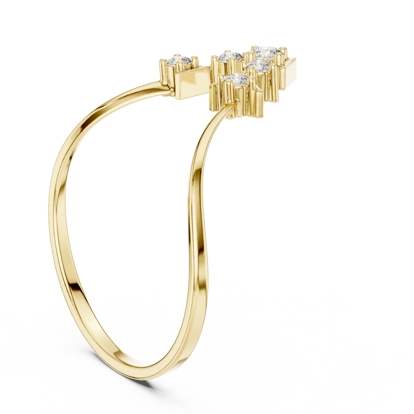 Geometric Crown Diamond Ring | Clean Modern 925 Sterling Silver Finish | Premium Fine Jewelry Statement Piece