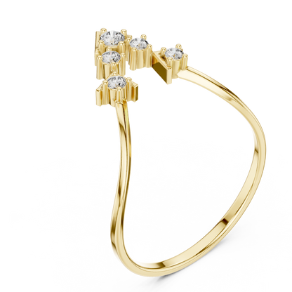 Geometric Crown Diamond Ring | Clean Modern 925 Sterling Silver Finish | Premium Fine Jewelry Statement Piece