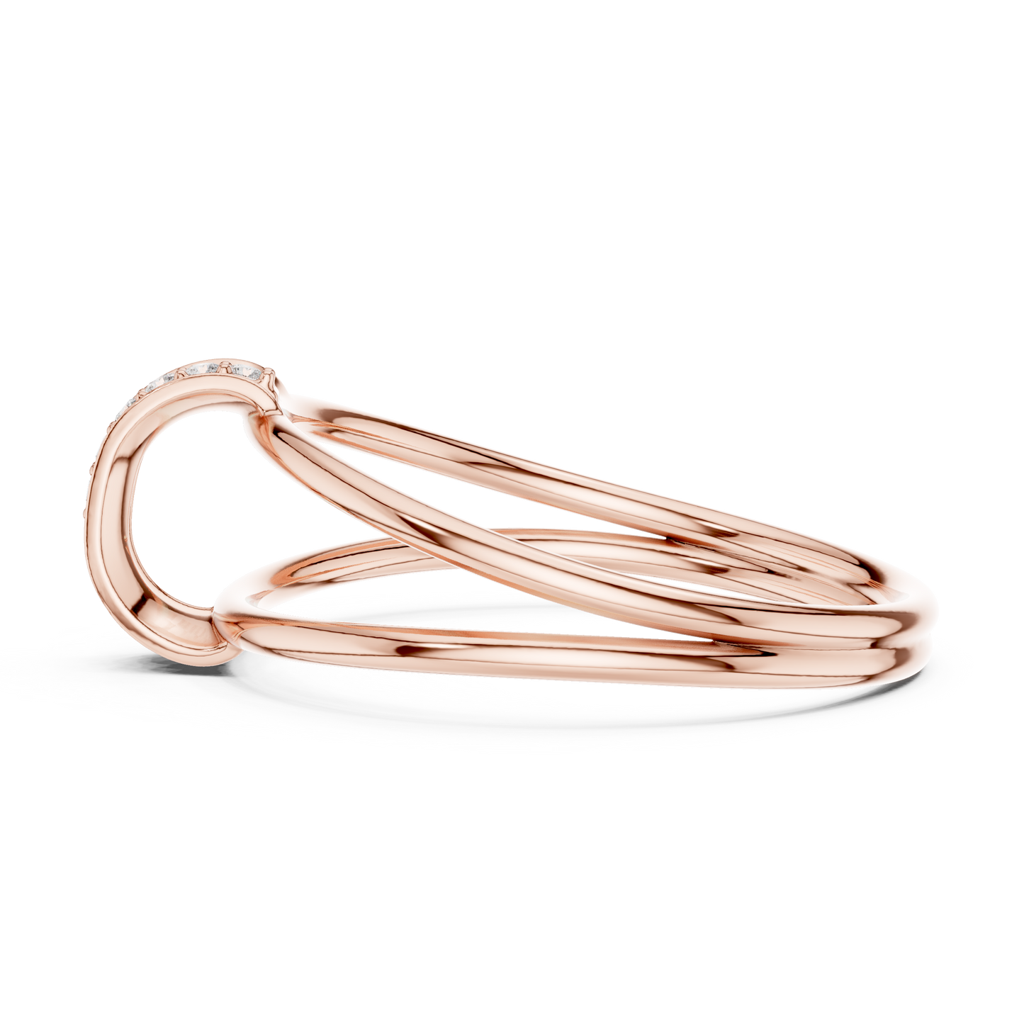 Haute Diamond Silver Gold Plated Ring | Designer Stack Band | Elite Promise Wedding Jewelry Gift